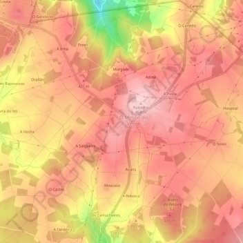 Carte topographique A Filgueira, altitude, relief