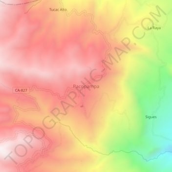 Carte topographique Pacopampa, altitude, relief