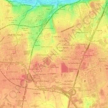 Carte topographique Les Aubuis, altitude, relief
