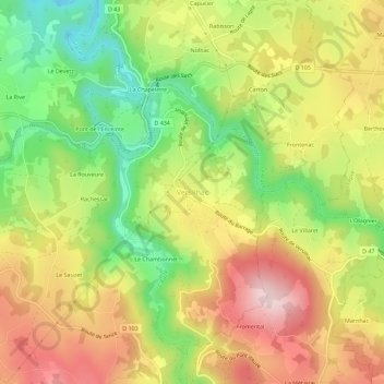 Carte topographique Versilhac, altitude, relief