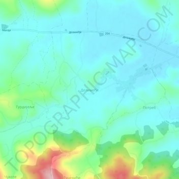 Carte topographique Делимеђе, altitude, relief