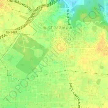 Carte topographique Chattarpur, altitude, relief