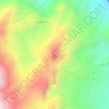 Carte topographique Buntu Ria, altitude, relief