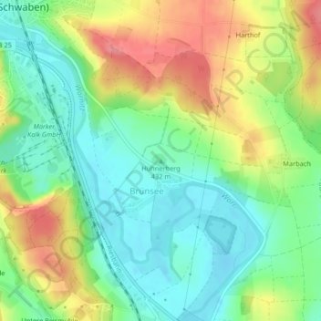 Carte topographique Hühnerberg, altitude, relief