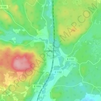Carte topographique Godegård, altitude, relief