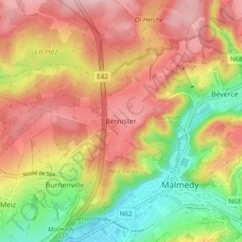 Carte topographique Bernister, altitude, relief