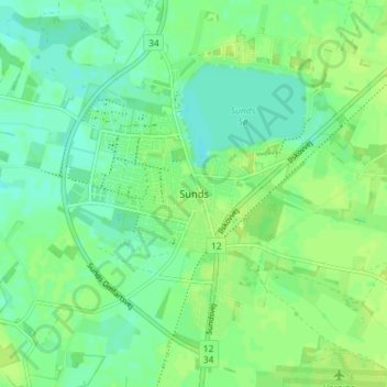 Carte topographique Sunds, altitude, relief