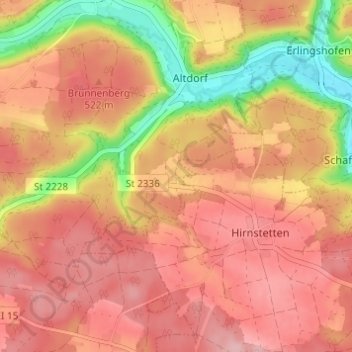 Carte topographique Hegelohe, altitude, relief