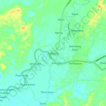 Carte topographique Tanjung, altitude, relief