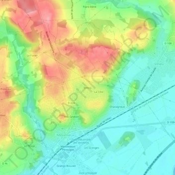Carte topographique Bressy, altitude, relief
