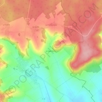 Carte topographique Le Haut Perthe, altitude, relief