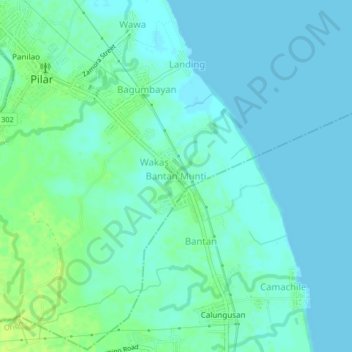 Carte topographique Bantan Munti, altitude, relief