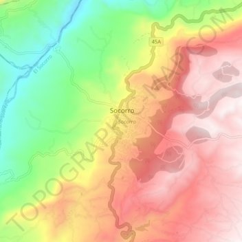 Carte topographique Socorro, altitude, relief