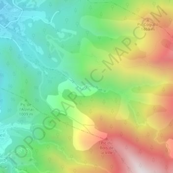 Carte topographique Cascade du Saint-Vincent, altitude, relief