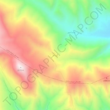 Carte topographique گوراند, altitude, relief