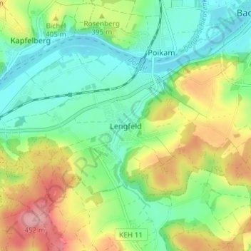 Carte topographique Lengfeld, altitude, relief