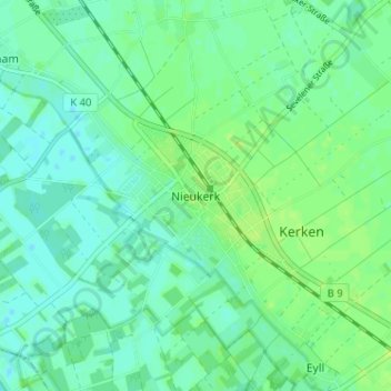Carte topographique Nieukerk, altitude, relief
