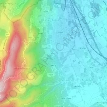 Carte topographique Ronjou, altitude, relief