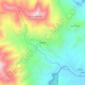 Carte topographique Surakan, altitude, relief