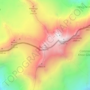 Carte topographique De La Beche, altitude, relief