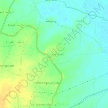Carte topographique Karungalapalli, altitude, relief