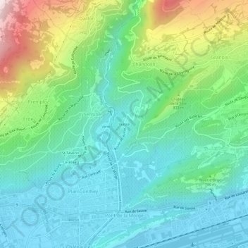 Carte topographique Vuisse, altitude, relief