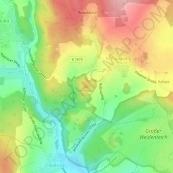 Carte topographique Kuhberg, altitude, relief