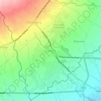Carte topographique Isabang, altitude, relief