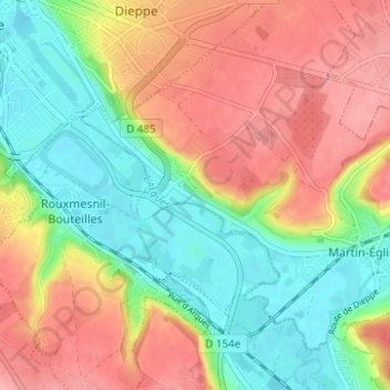 Carte topographique Étran, altitude, relief