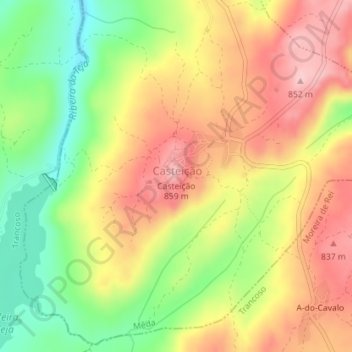 Carte topographique Casteição, altitude, relief