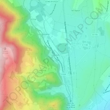 Carte topographique Le Villaret, altitude, relief