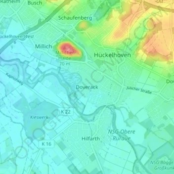 Carte topographique Doverack, altitude, relief