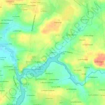 Carte topographique La Marre, altitude, relief