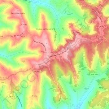 Carte topographique Zaburreira, altitude, relief