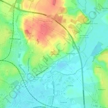 Carte topographique L'Hermitage, altitude, relief