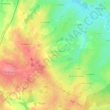 Carte topographique Chazeix, altitude, relief