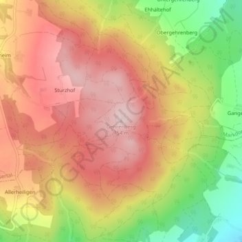Carte topographique Gehrenberg, altitude, relief