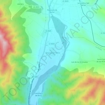 Carte topographique Vegaquemada, altitude, relief