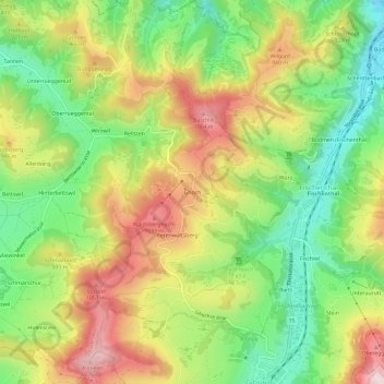 Carte topographique Ghöch, altitude, relief