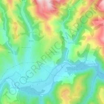 Carte topographique Dealu Muntelui, altitude, relief