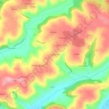 Carte topographique Croix de Félix, altitude, relief