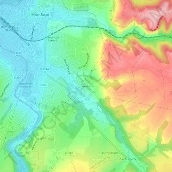 Carte topographique Nerdre, altitude, relief