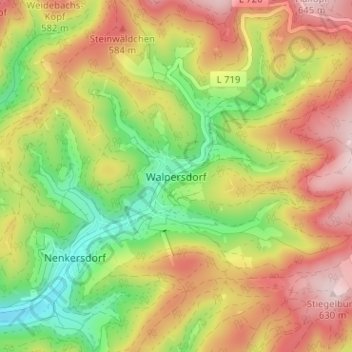 Carte topographique Walpersdorf, altitude, relief