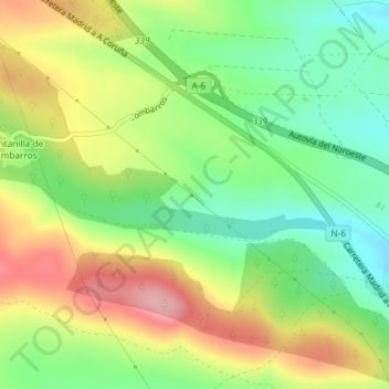 Carte topographique La Cañiza, altitude, relief
