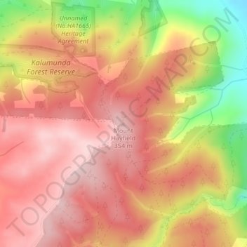 Carte topographique Mount Hayfield, altitude, relief