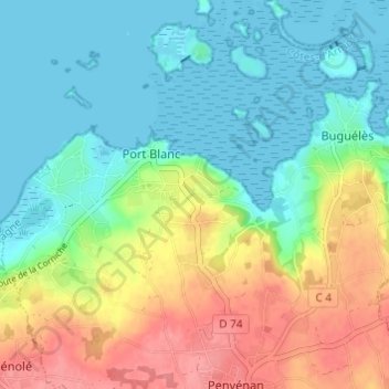 Carte topographique Kerdavid, altitude, relief