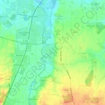 Carte topographique Pretzen, altitude, relief