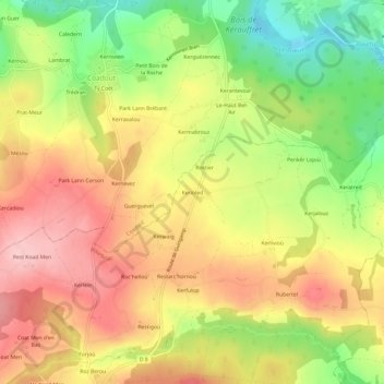 Carte topographique Kerioled, altitude, relief