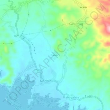 Carte topographique Lanao, altitude, relief