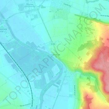 Carte topographique La Croix Rouge, altitude, relief
